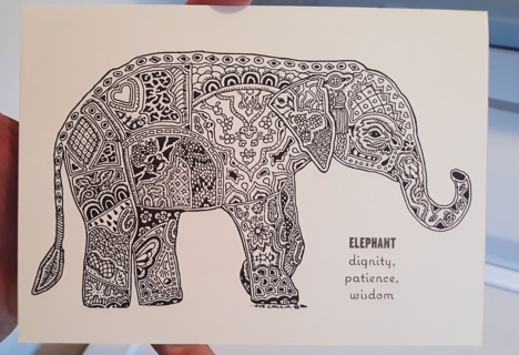 Elephant Postcard you color!