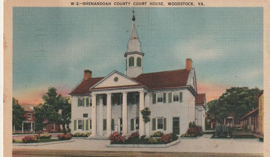 Vintage Used Postcard: 1948 Shenandoah County Court House, Woodstock, VA