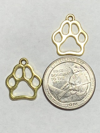 PAW PRINT CHARMS~#3~GOLD~HOLLOW~SET OF 2 CHARMS~FREE SHIPPING!