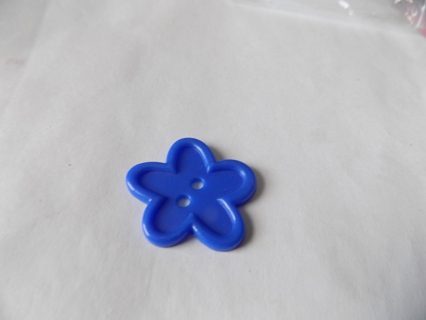 Large 1 1/2 inch blue 5 petal rounded flower button