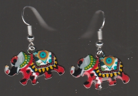 SP ENAMEL COLORFUL ELEPHANT EARRINGS LOT 6 (PLEASE READ DESCRIPTION) 