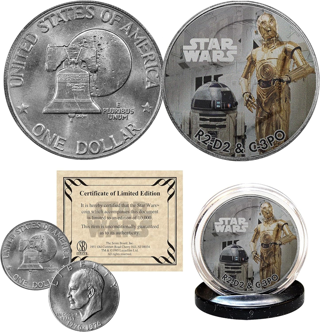 [NEW] Star Wars - R2-D2 / C-3PO - Officially Licensed 1976 Eisenhower Dollar | U.S. Mint Coin