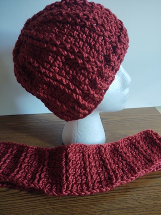 Hand Crocheted Slouch Hat  and Infinity Scarf Set