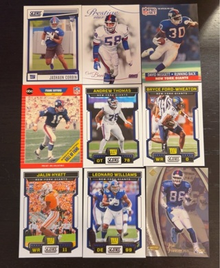 9 New York Giants football cards 