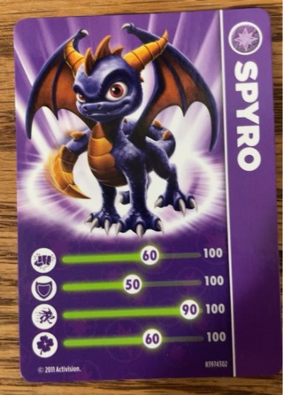 Skylanders SPYRO'S ADVENTURE Card: SPRYO Character Card | Spyro Series 1