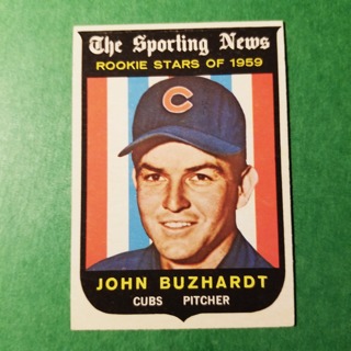 1959 - TOPPS EXMT - NRMT BASEBALL - CARD NO. 118 - JOHN BUZHARDT ROOKIE - CUBS