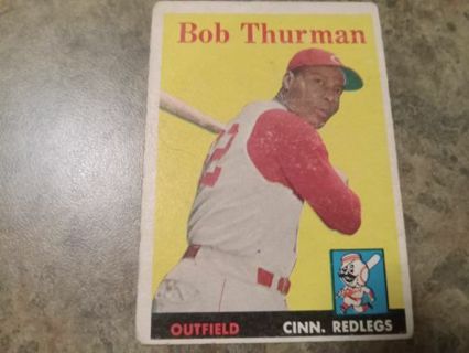 1958 T.C.G. BOB THURMAN CINCINNATI RED LEGS BASEBALL CARD# 34