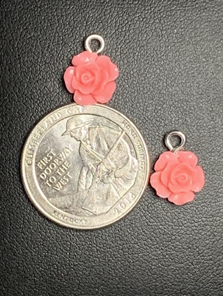 ROSE CHARMS~#18~DARK PINK~SET OF 2~FREE SHIPPING!