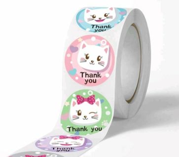 ➡️⭕(8) 1" CUTE CAT 'Thank you' STICKERS!!⭕