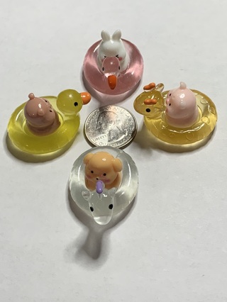 ANIMAL FIGURES WITH SWIMMING RINGS~#3~SET OF 4~GLOW IN THE DARK~FREE SHIPPING!