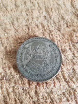 1959 MEXICO 10% SILVER PESO COIN