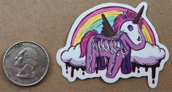 Skeleton Unicorn & Rainbow Sticker