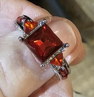 Red Square Crystal Ring size 8