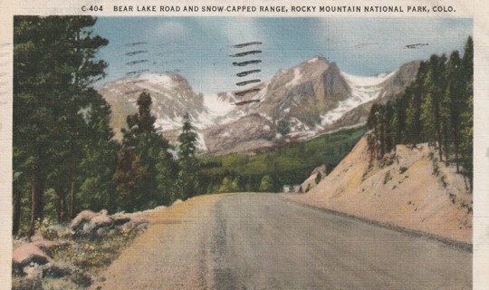 Vintage Used Postcard: 1935 Bear Lake Road, Rocky Mountain National Park, CO