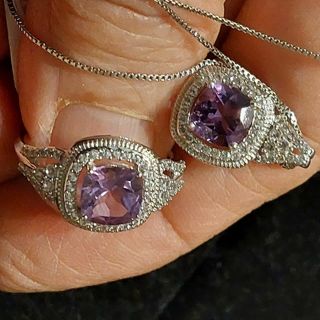 Amethyst sterling silver ring/pendant necklace