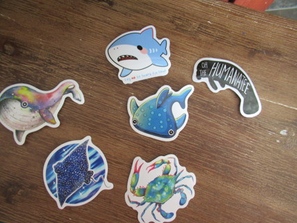 Fun lot of6 OCEAN FISH STICKERS