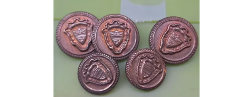 5 Vintage Buttons Plastic Crest Shield Blazer Suit Clothing Unique