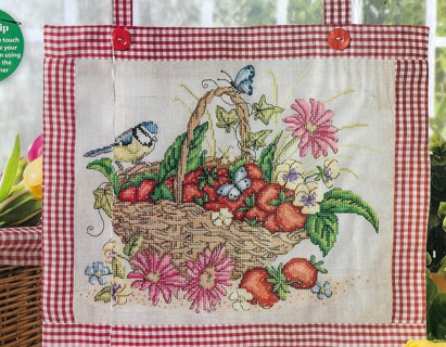 "PICK OF THE CROP" CROSS STITCH PATTERN~BASKET OF JUST PICKED STRAWBERRIES~FREE SHIP