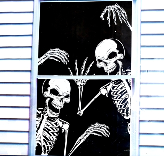 HALLOWEEN WINDOW COVER SKELETON DECORATION 30 INCH X 48 INCH USE YOUR OWN TAPE STYLE 10