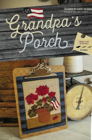 NEW WOOL EMBROIDERY PATTERN~GRANDPA'S PORCH~SHIPS FREE