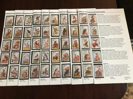 50 stamps !!!!!  mnh singles 1987 Scott #2286-2335 - 22¢ - NORTH AMERICAN WILDLIFE