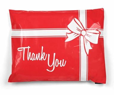 ⛄NEW⛄(2) WRAPPED GIFT 'Thank You' 10x13" POLY MAILERS!!