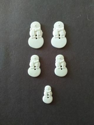 White Snowman Buttons 3 Different Sizes