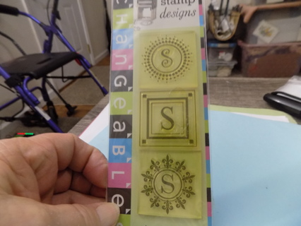 NIP clear changeable stamp design Letter S in 3 different styles