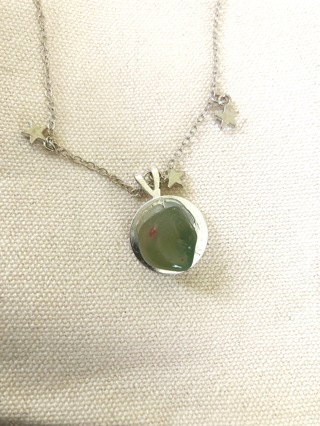 Handmade Necklace with Green Healing Stone with Stars