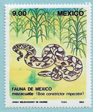 1983 Mexico Sc1326 Mexican Fauna: Boa Constrictor MNH