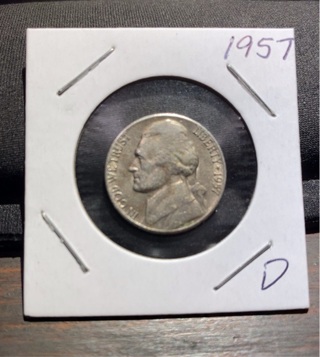 1957 D JEFFERSON MEMORIAL NICKEL 