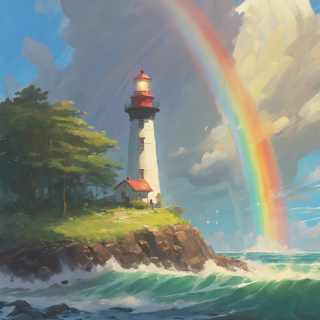 Listia Digital Collectible: Rainbow over lighthouse