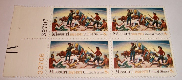 Scott #1426 Missouri 1821-1971, Pane of 4 Useable 8¢ US Postage Stamps