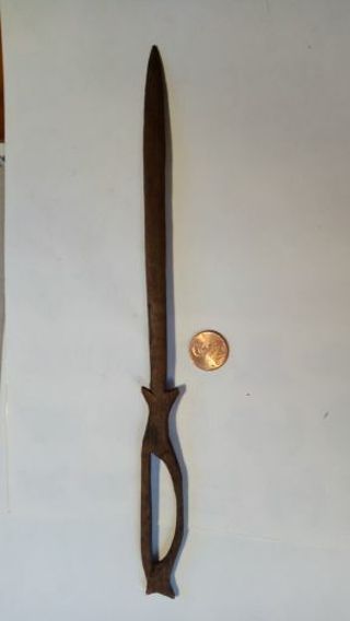 HAND CARVED. WALNUT WOOD. LETTER OPENER.. ONE OF A KIND