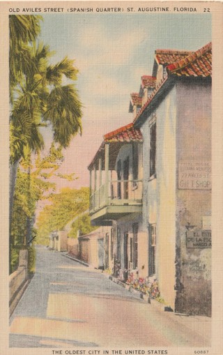 Vintage Unused Postcard: d: Old Aviles Street, St Augustine, FL