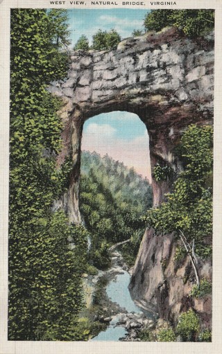 Vintage Used Postcard: d: 1937 Natural Bridge, VA