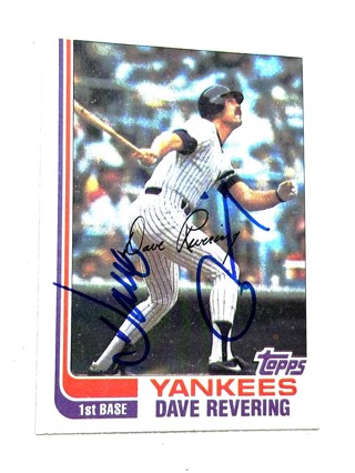 Autographed 1982 Topps #109 Dave Revering New York Yankees