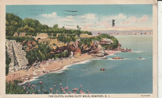 Vintage Used Postcard: 1939 The Cliffs, Newport, RI