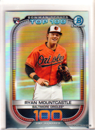 Ryan Mountcastle,   2021 Bowman Chrome   Top 100 ROOKIE Card #100,   Baltimore Orioles,   (EL4)