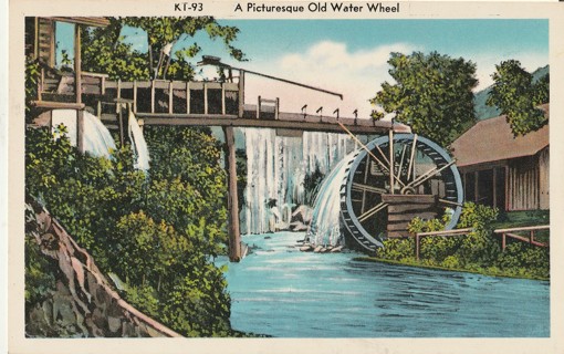 Vintage Unused Postcard: d: Old Water Wheel