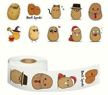 ➡️⭕(10) 1" CUTE POTATO (or POTATOE) STICKERS!! (SET 2 of 2) CHRISTMAS HALLOWEEN⭕