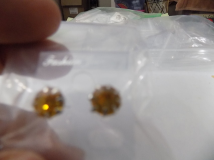 Yellow faceted rhinestone post earrings