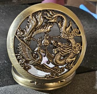 Dragon Fighting Large Bird Pocket Watch