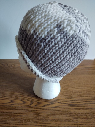 Hand Crocheted Tunisian  Knit Stitch Slouch Hat 