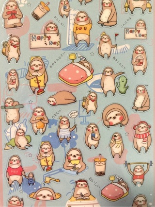 Kawaii sloth stickers 