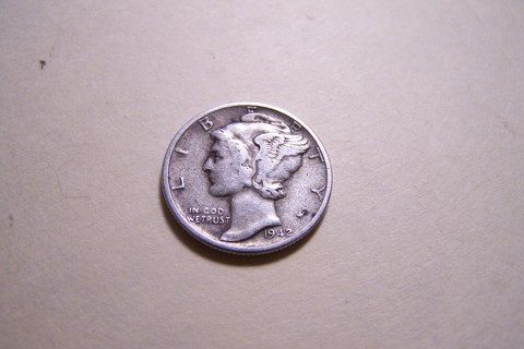 Silver 1942 Winged Liberty Head Mercury Dime