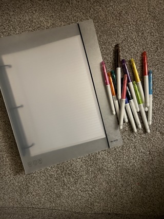 Erasable Pens and 3 Ring Binder