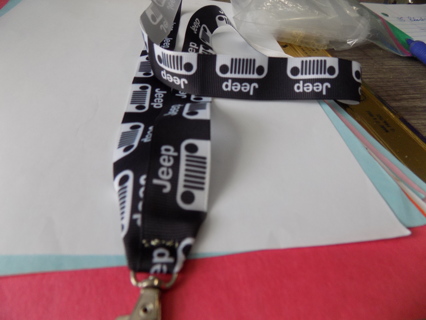 Black and white jeep lanyard and cliip