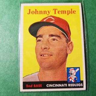 1958 - TOPPS EXMT - NRMT BASEBALL - CARD NO. 205 - JOHNNY TEMPLE - REDLEGS - BV =$10