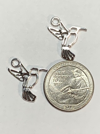 HUMMINGBIRD CHARMS~#7~SILVER~SET OF 2 CHARMS~FREE SHIPPING!